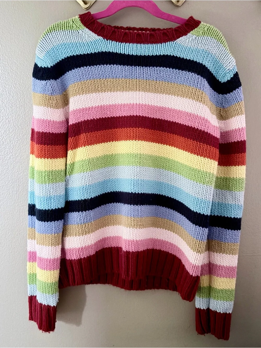 Vintage 2002 GAP Striped Chunky Knit Sweater Kids Large 10 Wool Blend Multicolor